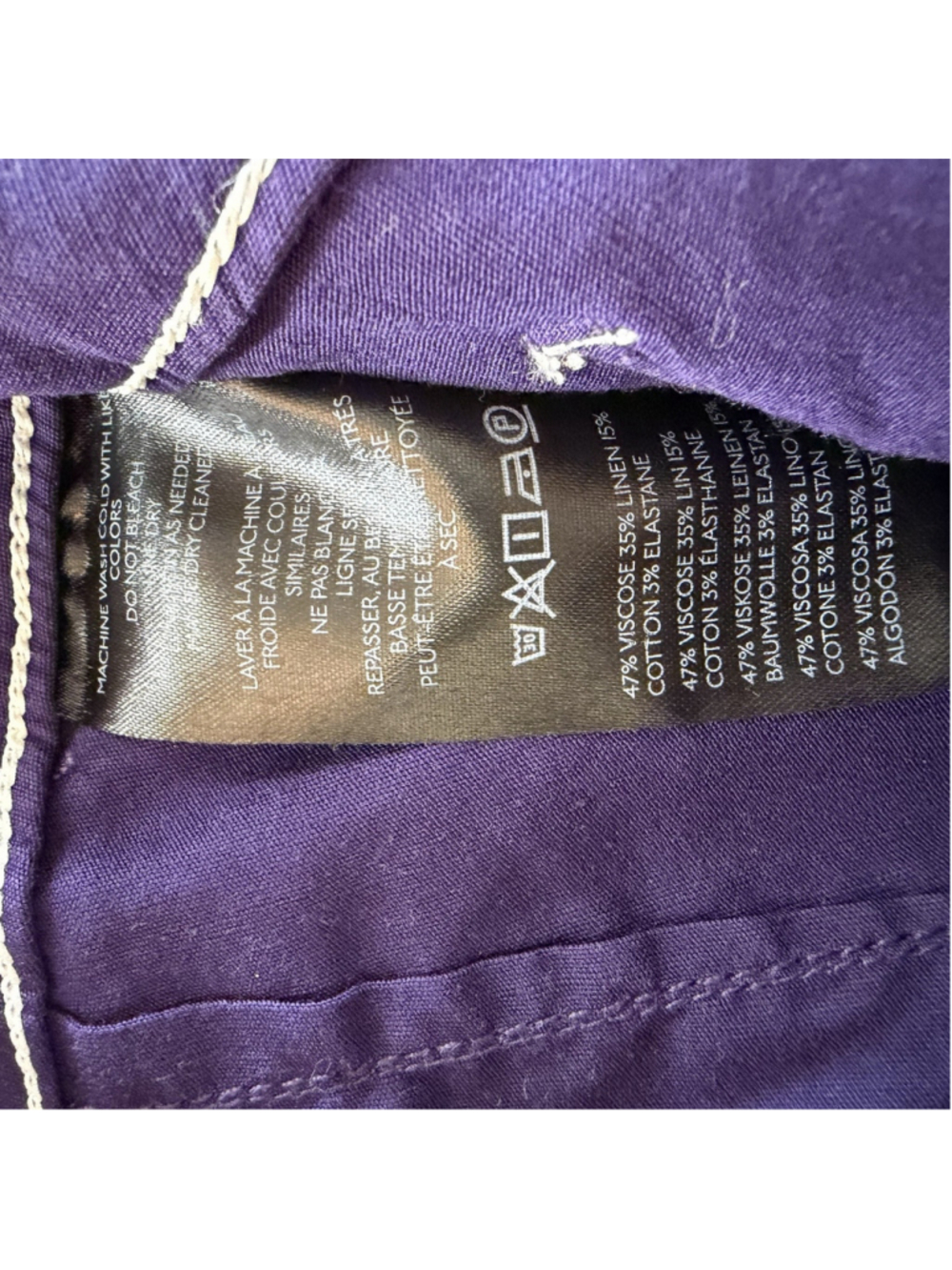 Meave Anthro Colette Crop Wide Leg Pants Contrast Stitch Purple Magic Fabric 28 - Picture 11 of 11